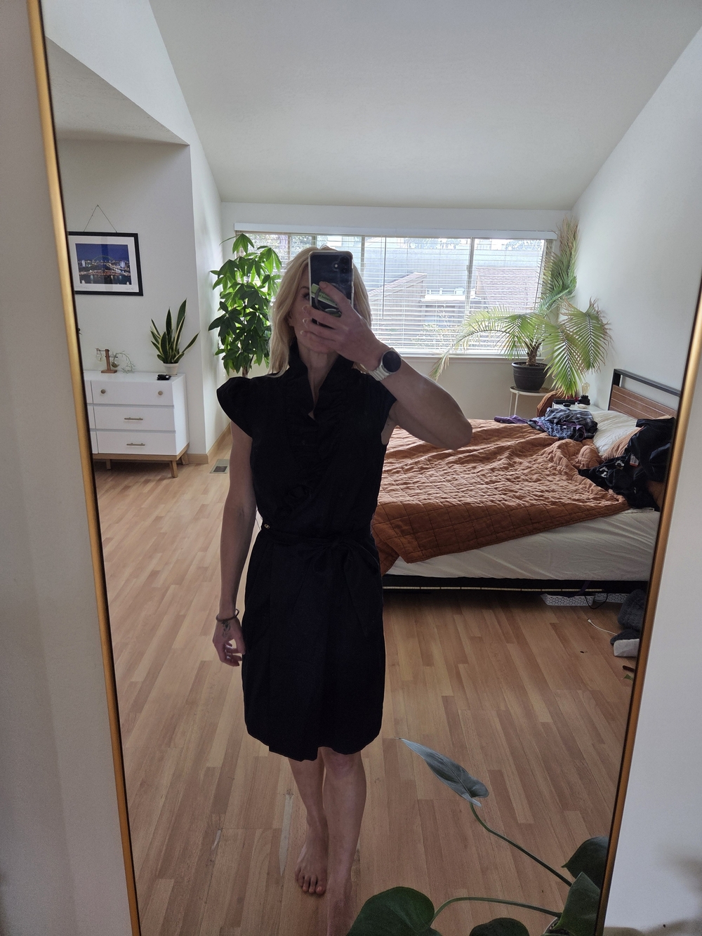 Elizabeth McKay Navy Ruffle Wrap Dress Size 4